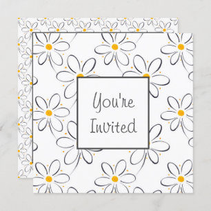 White Daisy Pattern Invitation