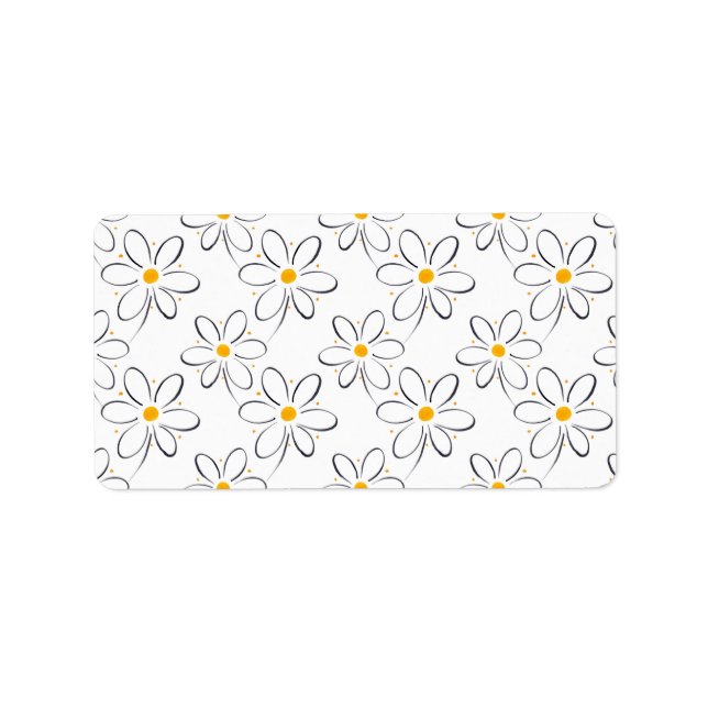 White Daisy Pattern Label (Front)