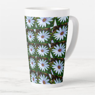White Daisy Pattern Latte Mug