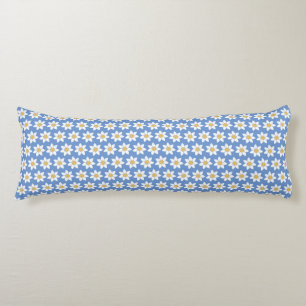 White Daisy Pattern on Blue Body Cushion