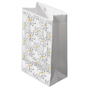 White Daisy Pattern Small Gift Bag