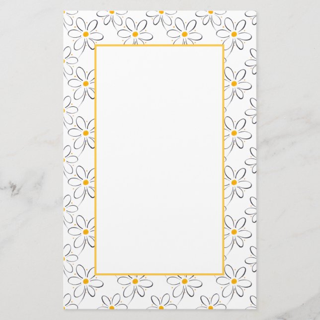 White Daisy Pattern Stationery (Front)