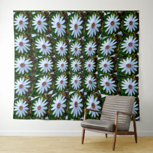 White Daisy Pattern Tapestry
