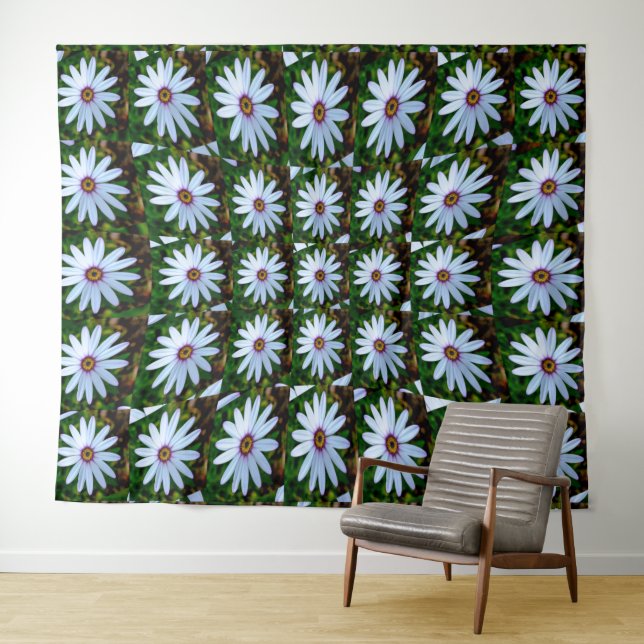 White Daisy Pattern Tapestry (In Situ (Horizontal))