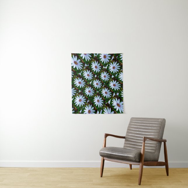 White Daisy Pattern Tapestry (In Situ)