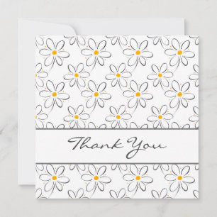 White Daisy Pattern Thank You Card