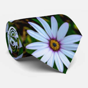 White Daisy Pattern Tie