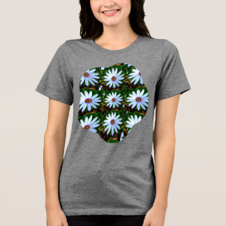 White Daisy Pattern Tri-Blend Shirt