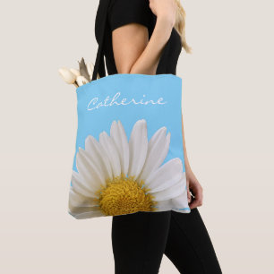 White Daisy Personalised Tote Bag