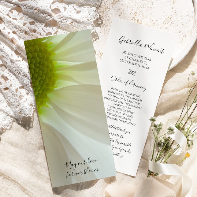 White Daisy Petals Wedding Program (Creator Uploaded)