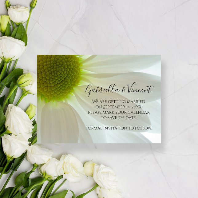 White Daisy Petals Wedding Save the Date (Creator Uploaded)