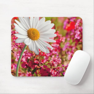 White Daisy Pink Floral  Mouse Pad! Mouse Pad