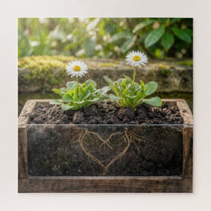 White Daisy Plants In a Flower Box Jigsaw Puzzle