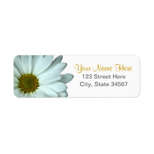 White Daisy Return Address Labels