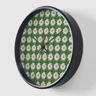 White Daisy Round Clock