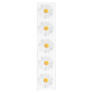 white daisy short table runner