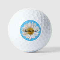 White Daisy Sky Blue Background Custom Name
