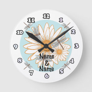 White Daisy  wedding clock