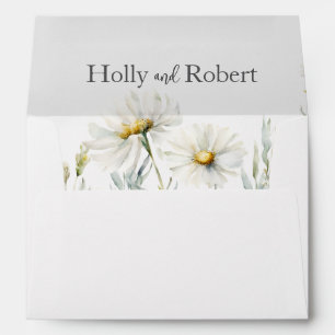 White Daisy Wedding Envelope