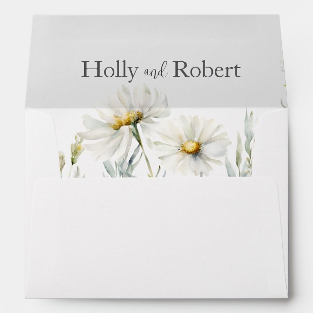 White Daisy Wedding Envelope (Back (Bottom))