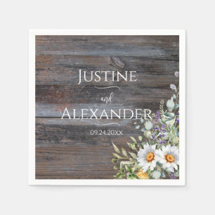 White Daisy Wedding Napkin