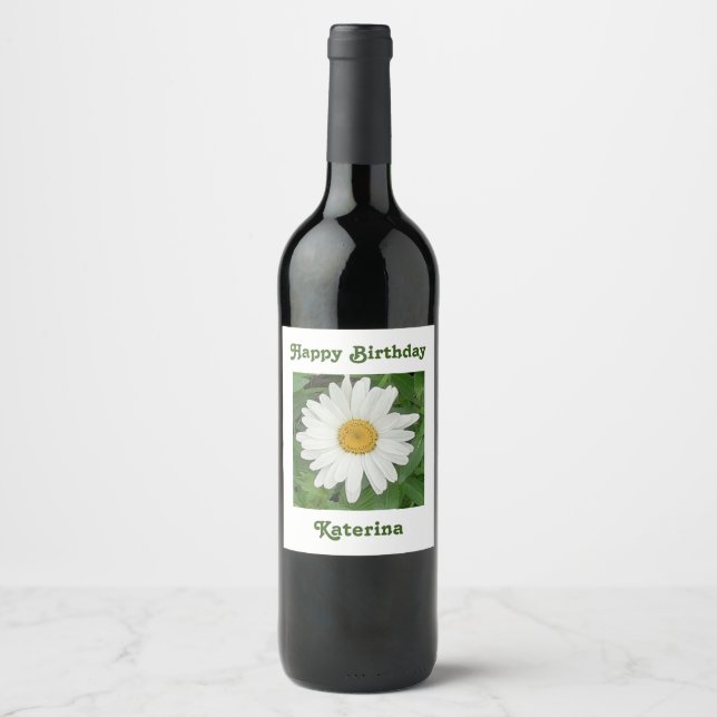 White Daisy Wine Label (Front)