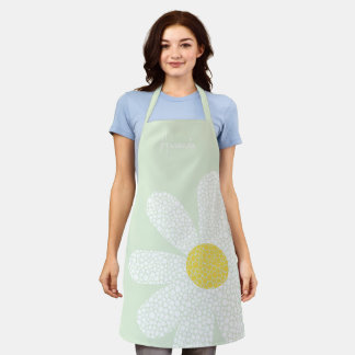 White Daisy with dots  Apron