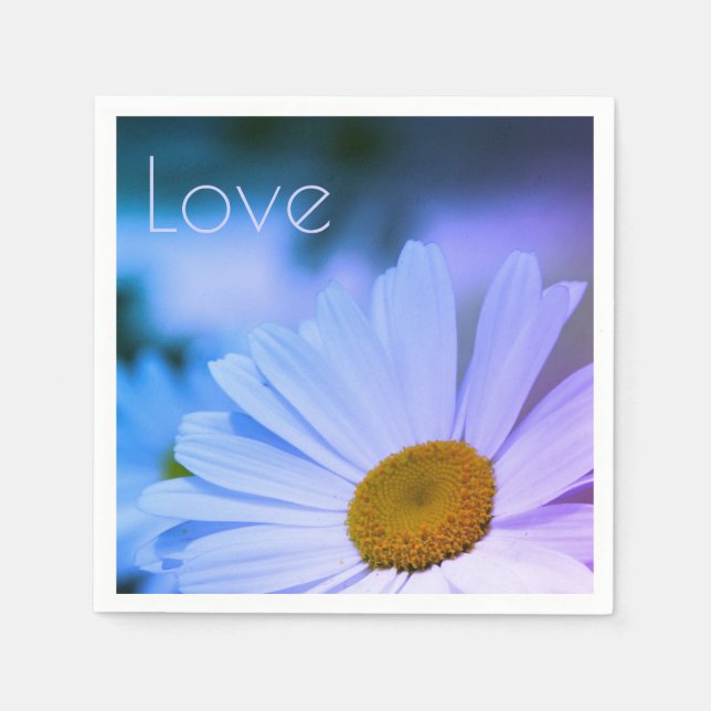 White Daisy With Light Blue Napkin (Front)