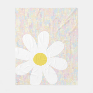 White Daisy with pastel dots Fleece Blanket