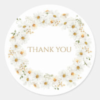 White Daisy Wreath Watercolor Pretty Thank You