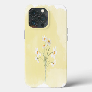 White Daisy Yellow Floral Watercolor iPhone 13 Pro Case