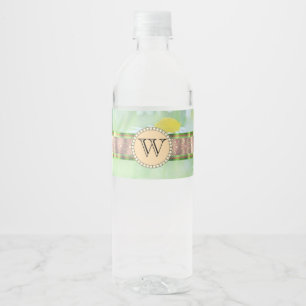 White Daisy's in Green Meadow Monogram Water Bottle Label