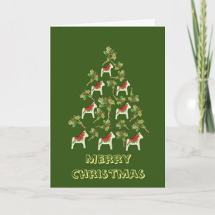 White Dala Horse Christmas Card