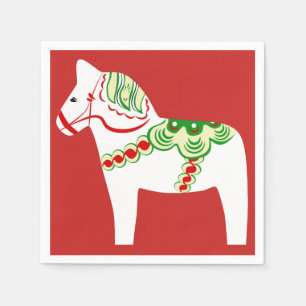 White Dala Horse Paper Napkins