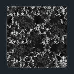 White Damask Black Floral Wedding Pocket Square Bandana<br><div class="desc">A dramatic black and white wedding pocket square to match the wedding neck tie featuring black and white floral damask mixed with black and grey vintage florals. Makes a perfect pocket square for groom and groomsmen.</div>