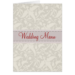White damask brocade Wedding menu