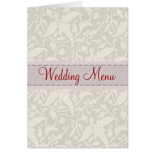 White damask brocade Wedding menu (Front)