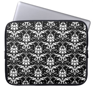 White Damask Customisable Background Colour Laptop Sleeve