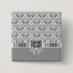 white damask on any colour 15 cm square badge