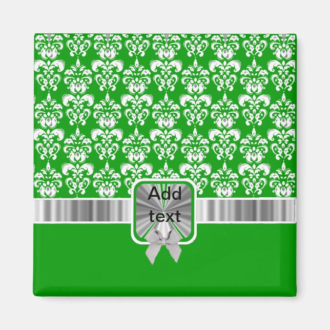 white damask on any colour magnet (Front)