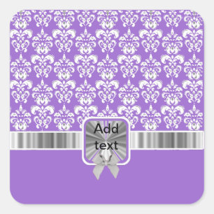white damask on any colour square sticker