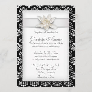 White Damask Wedding Invitations