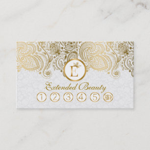 White Damasks & Gold Paisley Lace Loyalty Card