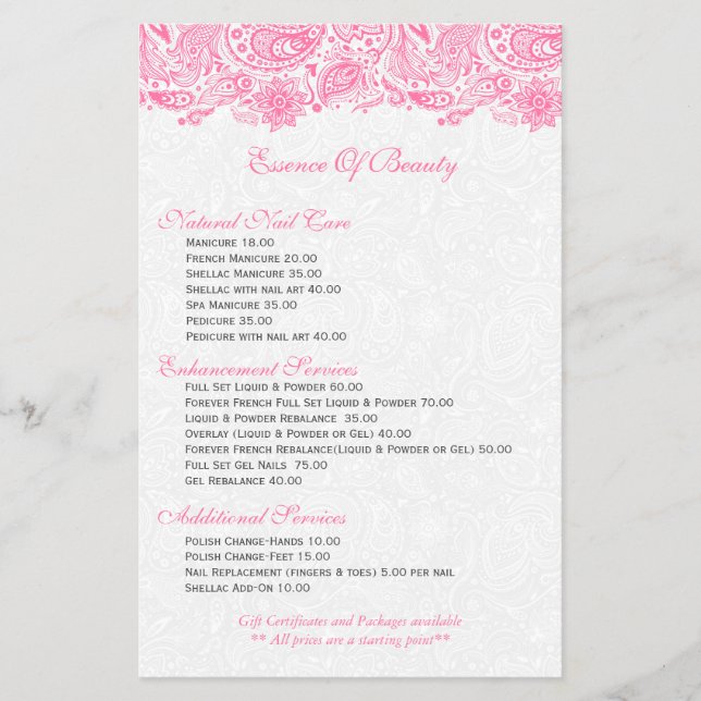 White Damasks & PinkPaisley Lace Flyer (Front)