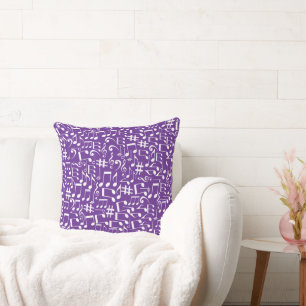 White Dancing Musical Notes Musicians Music Lovers Cushion