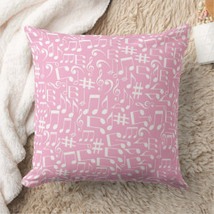 White Dancing Musical Notes Musicians Music Lovers Cushion