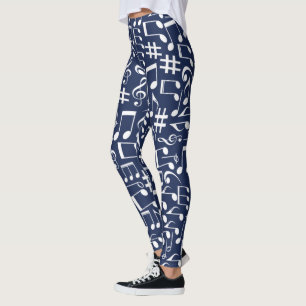 White Dancing Musical Notes Musicians Music Lovers Leggings