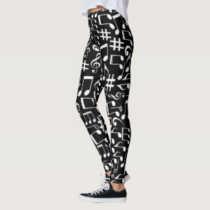 White Dancing Musical Notes Musicians Music Lovers Leggings