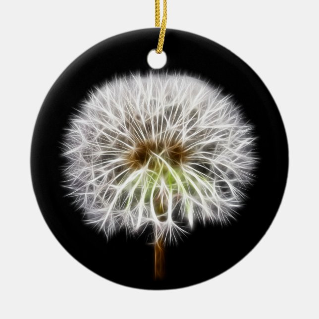 White Dandelion Flower Plant Ceramic Tree Decoration (Front)