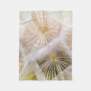 White dandelion flowers fleece blanket